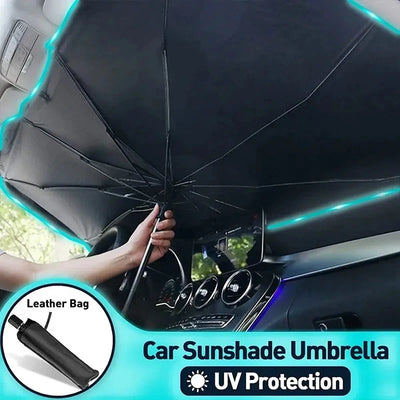Denx Portable Car Umbrella, Foldable Sunshade and Rainproof Windshield Cover