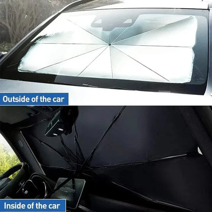 Denx Portable Car Umbrella, Foldable Sunshade and Rainproof Windshield Cover