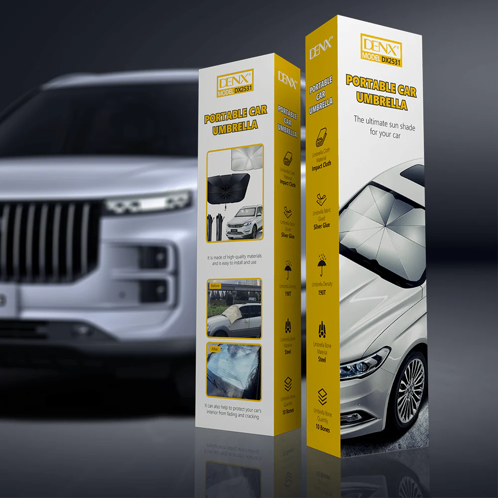 Denx Portable Car Umbrella, Foldable Sunshade and Rainproof Windshield Cover