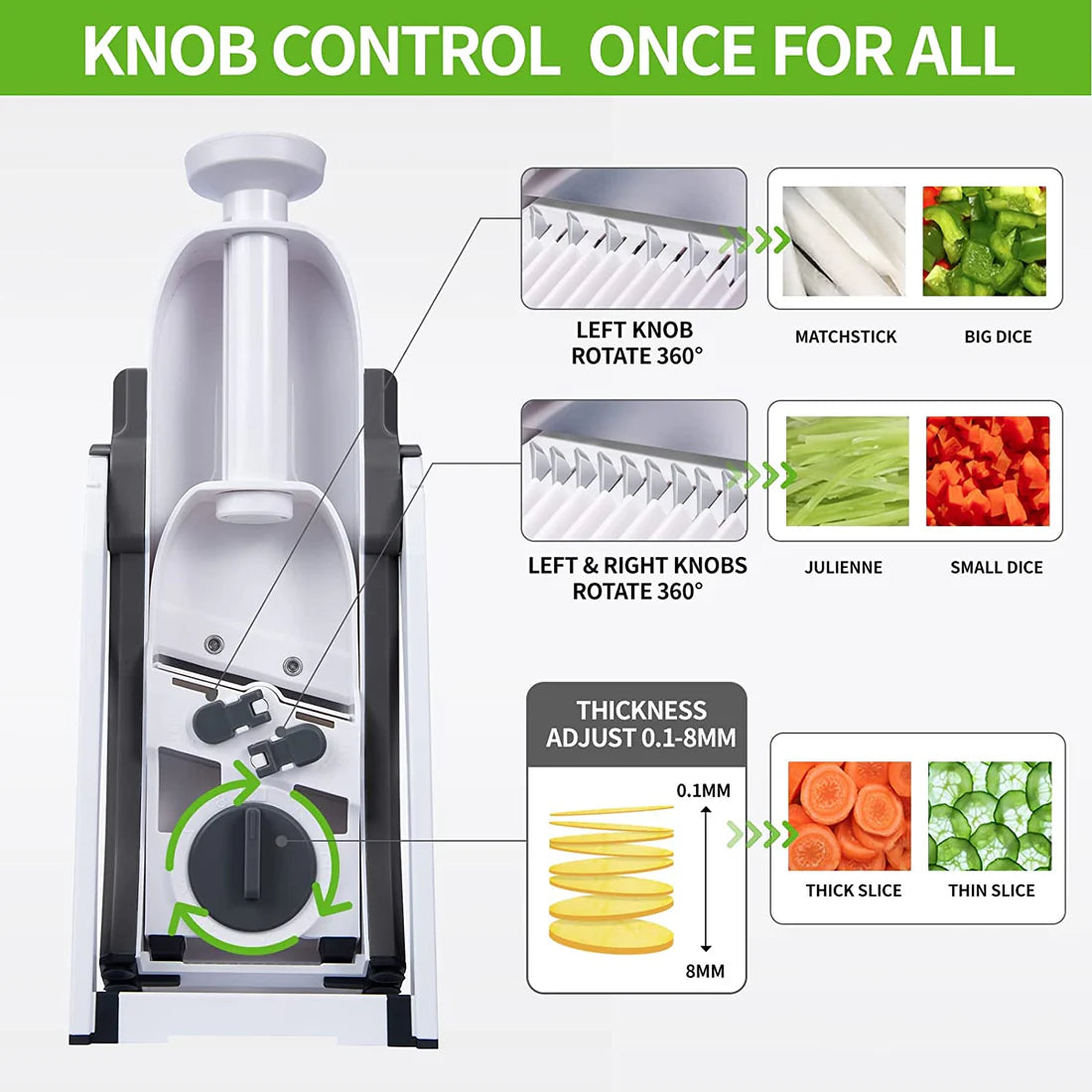Multifunctional Vegetable Chopper & Slicer with Container, Adjustable Mandoline