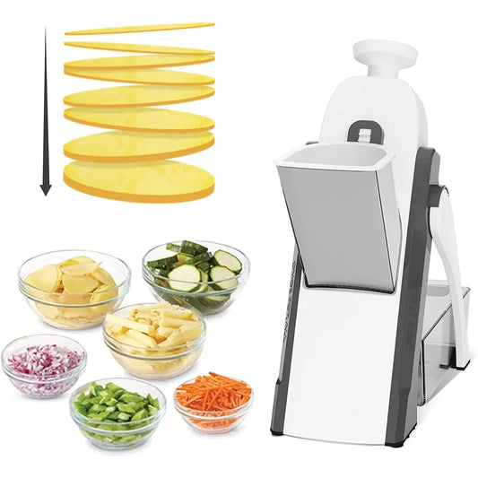 Multifunctional Vegetable Chopper & Slicer with Container, Adjustable Mandoline